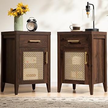 SICOTAS Tall Nightstands Set of 2 with Drawer Mid Century Modern Nightstand