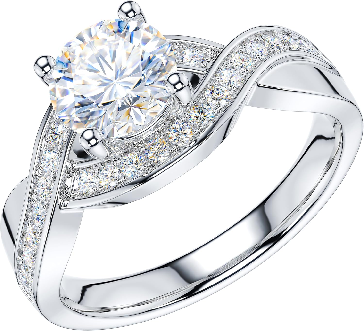 THELANDA Genuine Moissanite or Simulated Diamond Infinite Love Twisted Wrapped 1CT Promise Engagement Bridal Ring For Her - Image 2