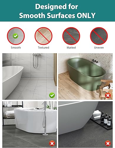 Miniatura 7 de Yonala - Tapete de ducha extra grande de 47 x 32 pulgadas, antideslizante, para ducha interior, tapete de ducha de TPE suave con ventosas y agujeros