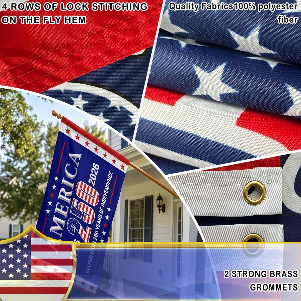 VOLTA Blue American Flag 3x5 ft for 250th Anniversary - Double Sided Heavy Duty Outdoor Flag, 3-Ply UV Fade Resistant with Brass Grommets, 1776-2026 USA Freedom Banner for Yard & Indoor Decor