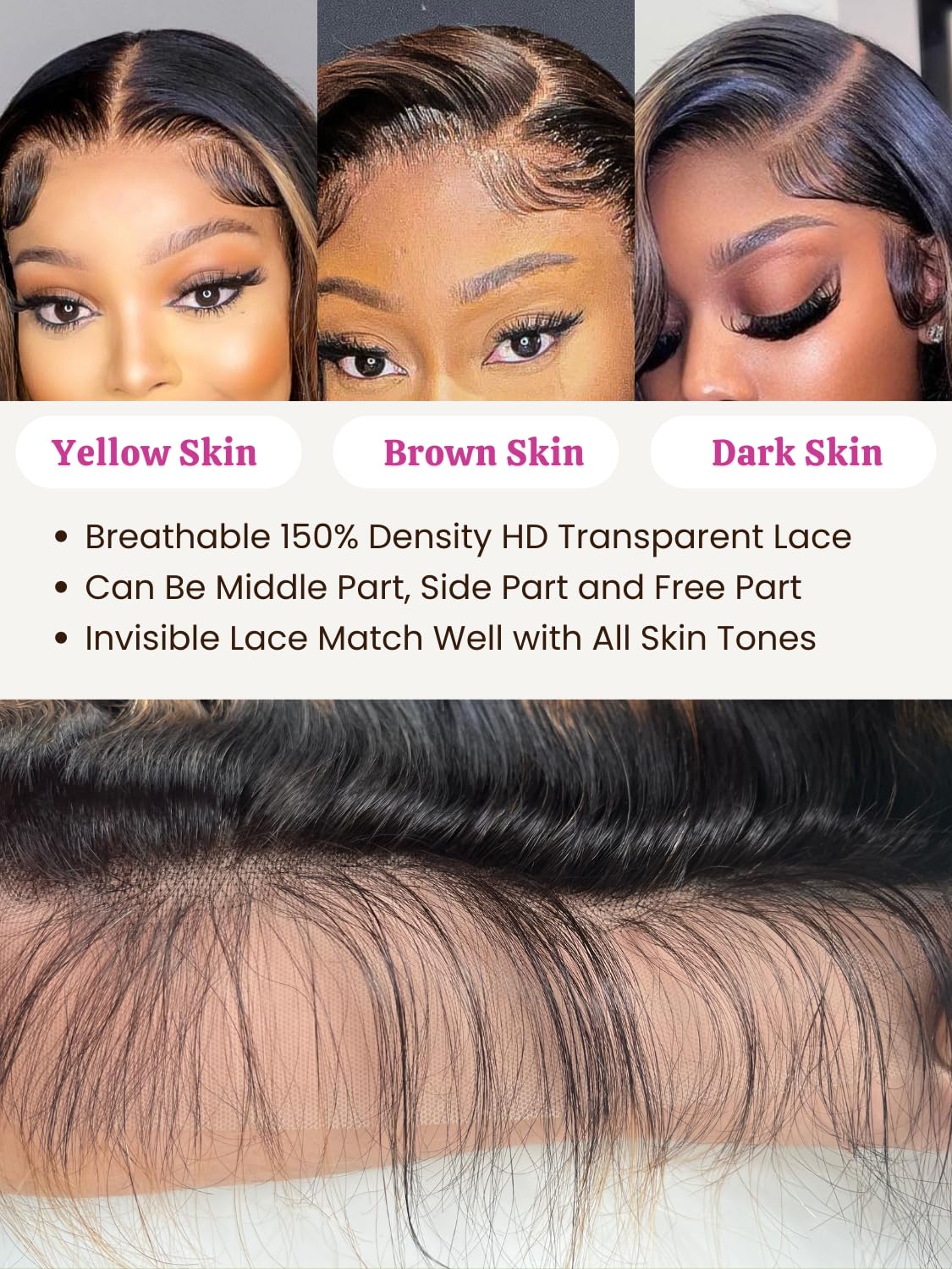 5X5 HD Lace Closure Only Human Hair Body Wave, 12A Honey Blond Highlight Transparent HD Closure 5x5 Deep Part Closure Natural Hairline, 100% Virgin Hair Black with Highlight Color 12 Inches