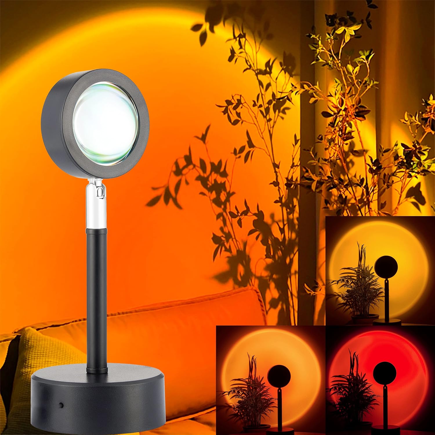 Sunset Lamp, Uittenrbr Sunset Projection Lamp 3 Colors in 1, UFO Sun lamp with USB, Romantic Visual LED Sun Light Night Lights Projector for Party Bedroom Crystal Decor (Sunset, Sunset Red, Wine Red)