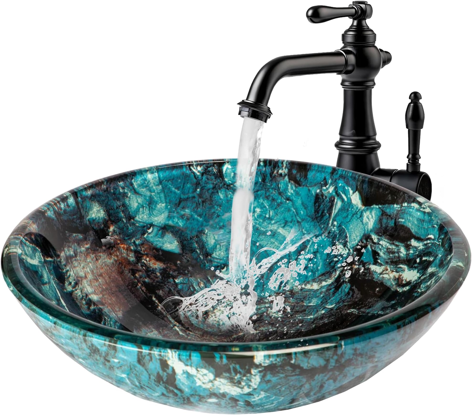 Eden Bath Cliffside Multi-Colored Round Glass Bathroom Vessel Sink