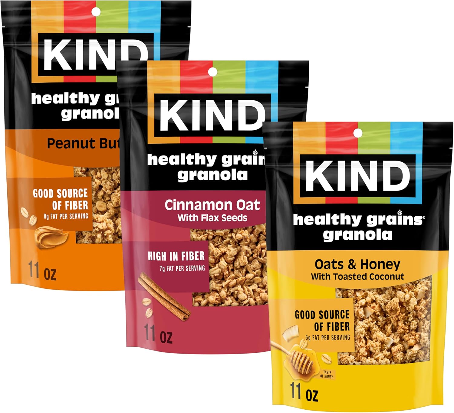 KIND Healthy Grains Clusters, Granola Variety Pack, Healthy Snacks, Gluten Free, 3 Count