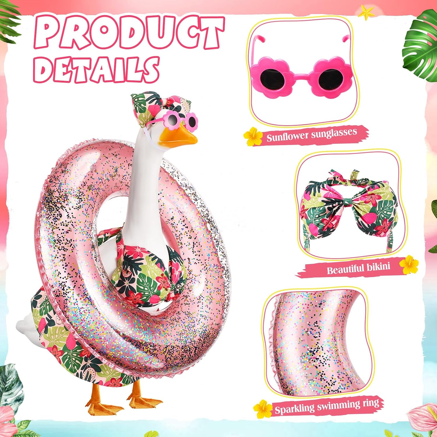 2 Sets Summer Porch Goose Outfit 23'' and 17'' Hawaiian Bikini image 3