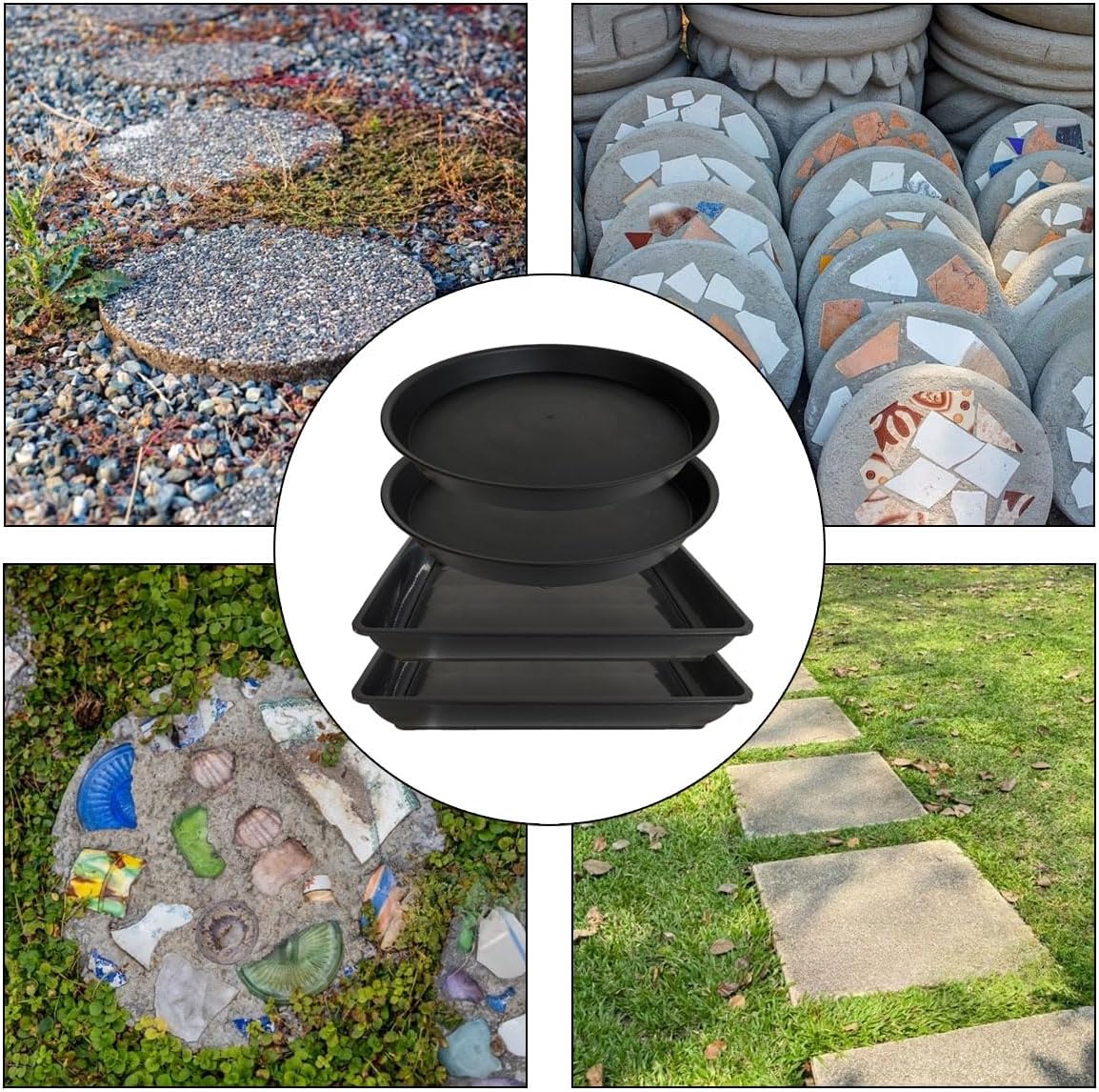Round Stepping Stone Molds, 4 Size Cement Paver Molds for Concrete 12.7'' 13.2'' Plastic Brick Concrete Molds and Forms for Walkways Garden Pavement
