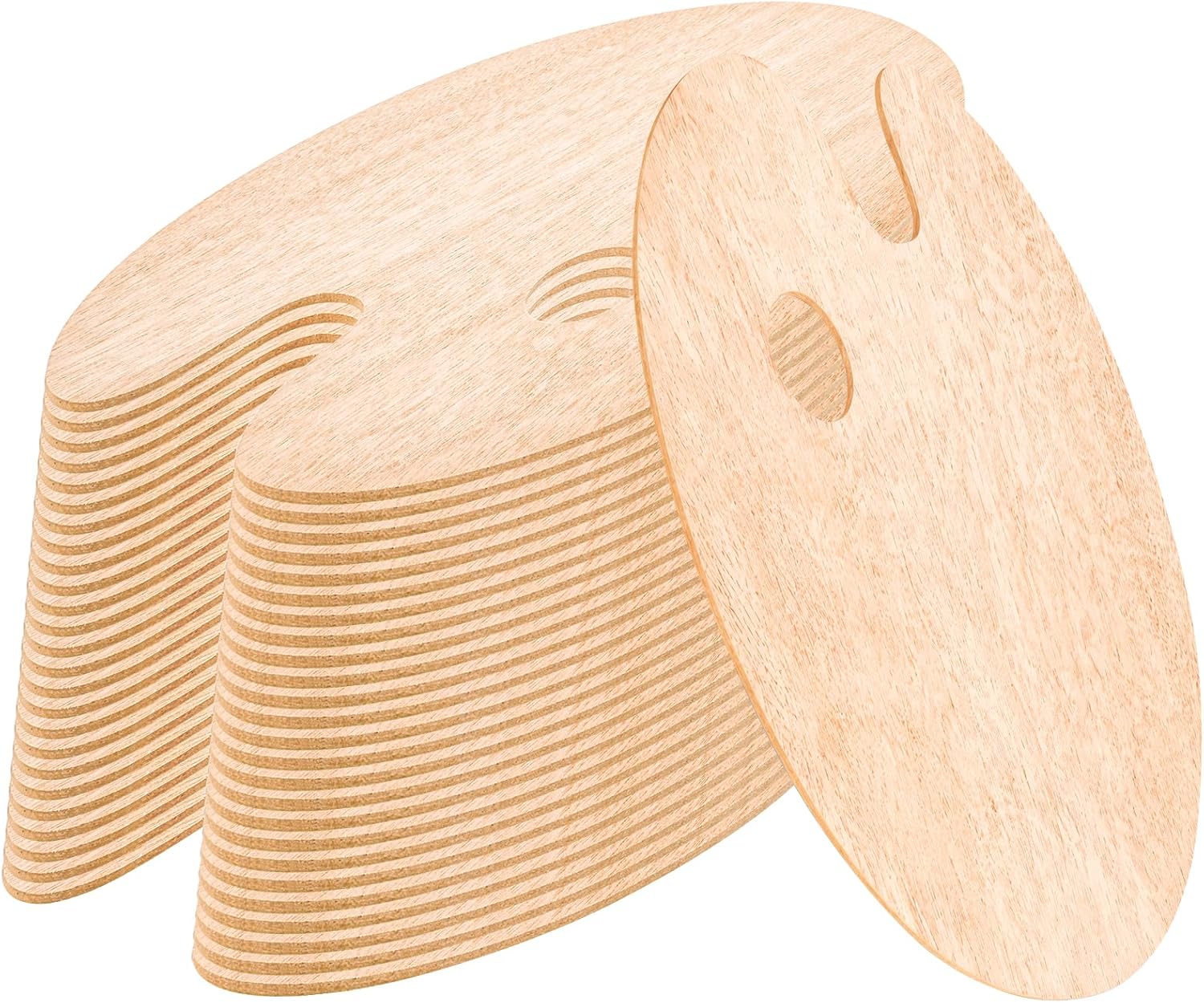 25 Pack Wood Painting Palette, Oil Wooden Paint Palette, Oval-Shaped Artist Painting Palette with Thumb Hole, Art Pallet for Painting (8 x 12 Inches)