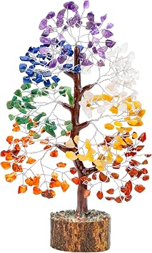 Crocon 7 Chakra Tree of Life Crystal Gemstone Healing Stone 10-12 inch | Birthday Gifts for Women Good luck Seven Chakra Spiritual Gift Ideas, Meditation Gifts New Home Mom Feng Shui Tree Decoration