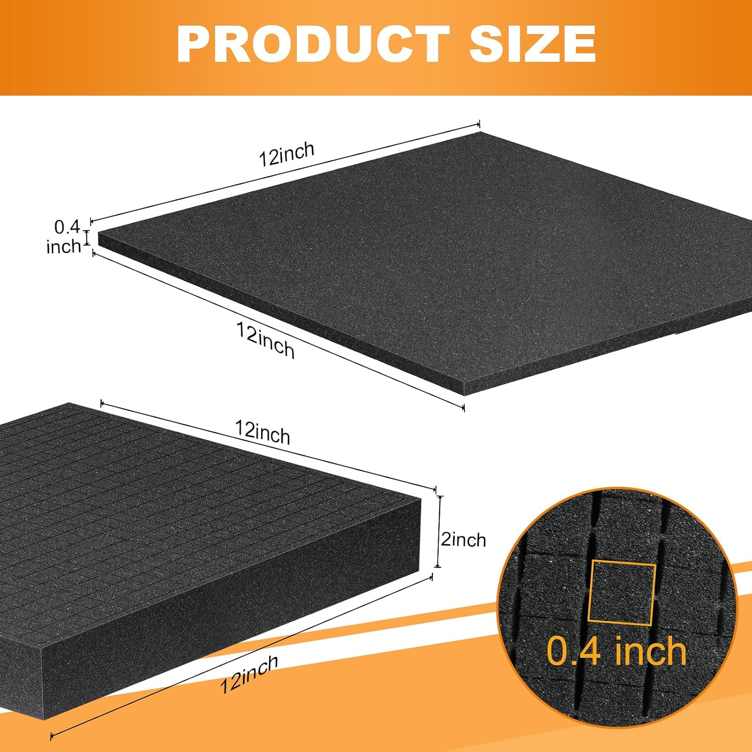 Eunice 12" x 12" Foam Inserts, 4 Pcs 2" Pick & Pluck + 4 Pcs 0.4" Padding image 2