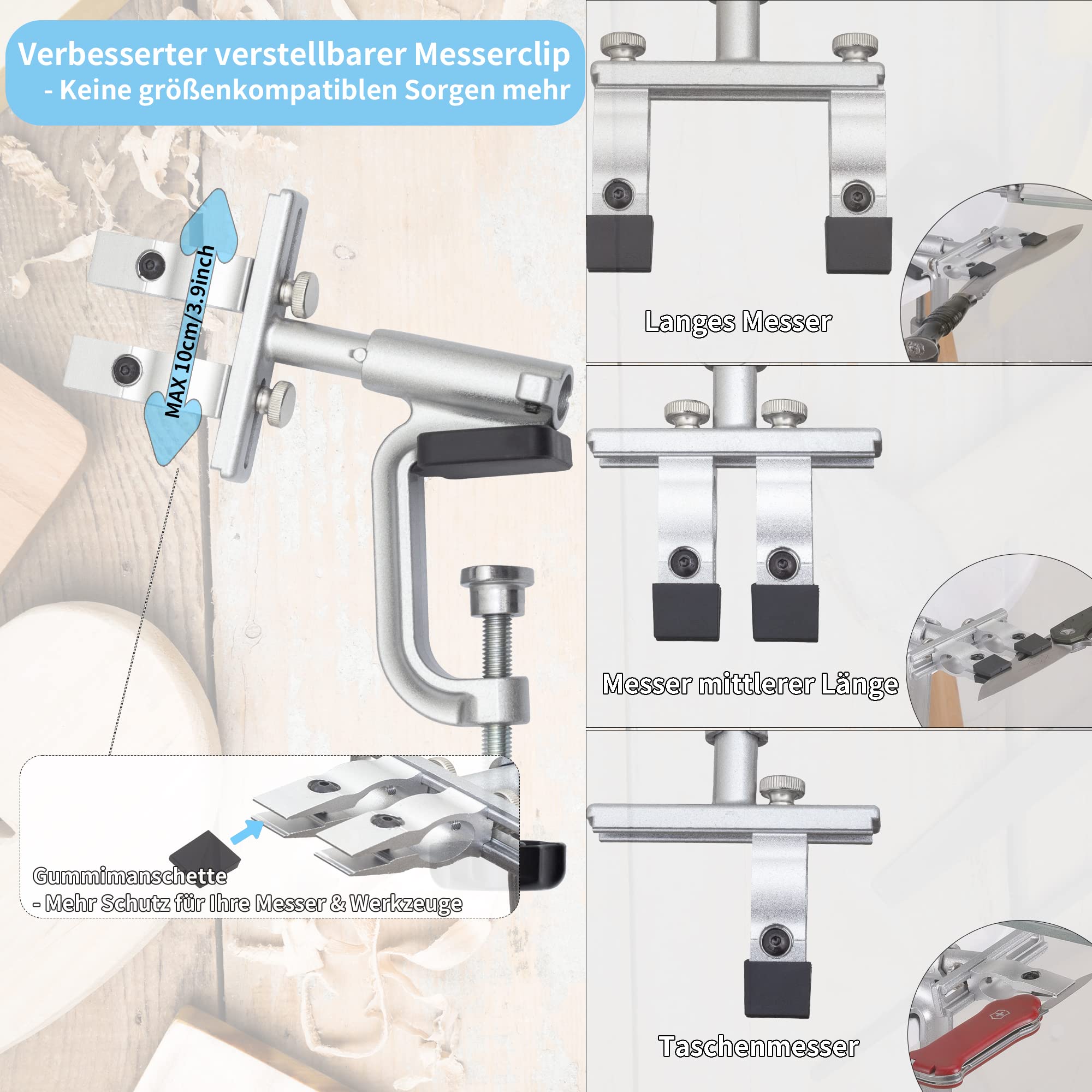CWOVRS Aiguiseur de Couteaux, RX-009 Affûteur Couteaux à Angle Fixe Rotatif à 360°, Curseur et Fixation Précis Améliorés, Kit de Système d'Affûtage de Couteaux à Cuisine, 10 Pierre Kit