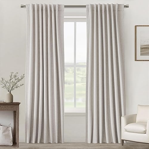 Miniatura 45 de UHITECH Cortinas Opacas de Lino Natural para Sala de Estar/Dormitorio Ventana Pequeña 54 Pulgadas de Largo Juego de 2 Paneles Cortina Opaca Pestaña