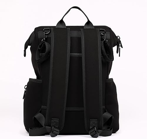 Miniatura 4 de Mochila de neopreno para pañales con estación de cambio plegable frontal, bolsa de pañales multifuncional con 2 correas para cochecito,