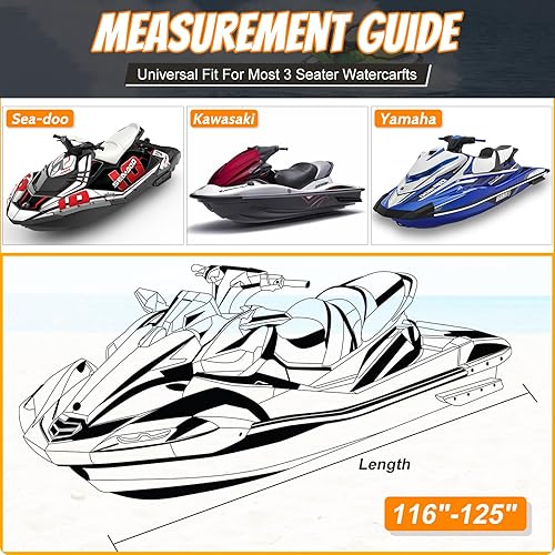 Miniatura 5 de Funda para moto acuática remolcable, impermeable, resistente al desgarro, con 3 hebillas resistentes al viento y ventilación de aire, se adapta de