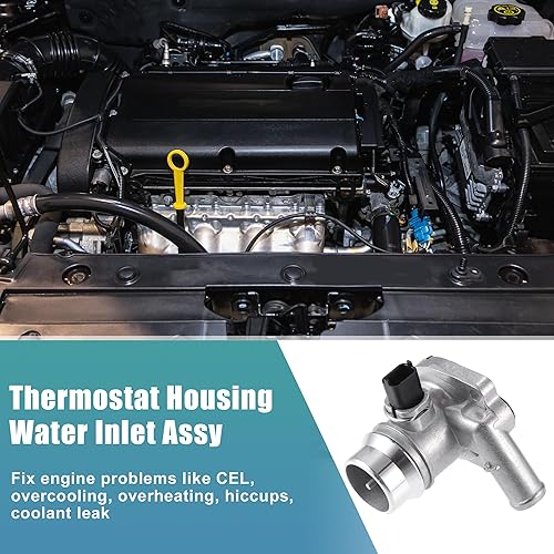 Miniatura 3 de X AUTOHAUX NO. 2520045555579010 Ensamblaje de entrada de agua de carcasa de termostato de refrigerante de motor de aluminio para Chevrolet Cruze
