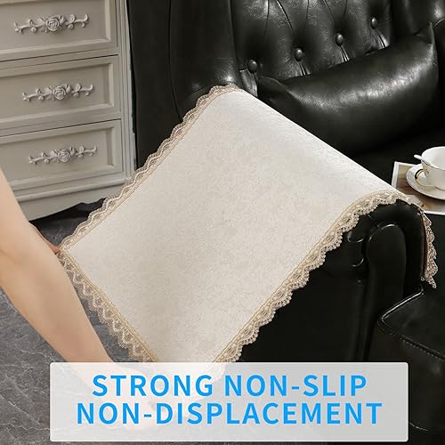 Miniatura 4 de MINJIATEX Juego de 2 fundas para brazos de sofá, fundas de encaje antideslizante para reposabrazos de sofá, fundas lavables para sala de estar,