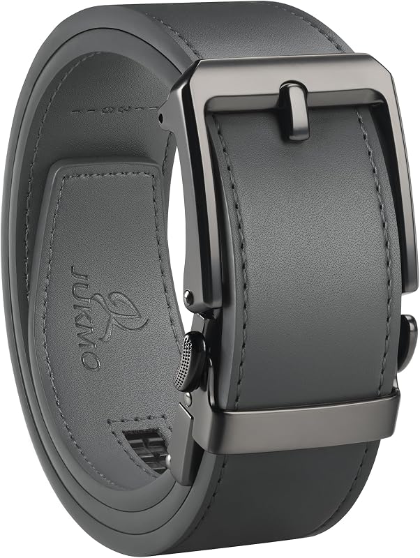 JUKMO 1.5" (38mm) Leather Ratchet Belt for Men in Gift Box | Automatic Slide Buckle, Adjustable Trim to Fit