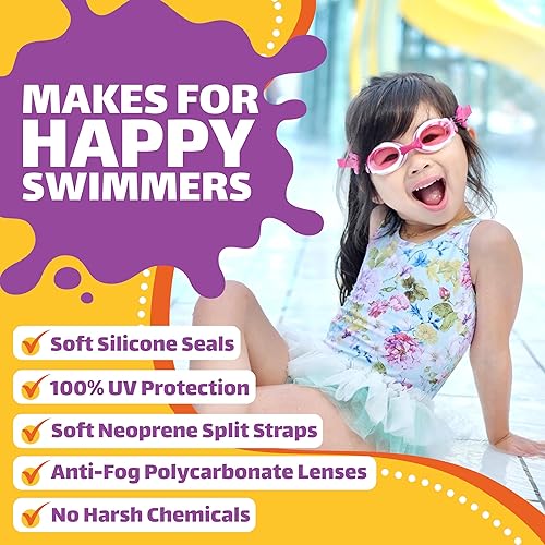 Miniatura 6 de Frogglez - Gafas de natación antivaho para niños menores de 10 años (de 3 a 10 años) recomendadas por instructores de natación; correa de primera