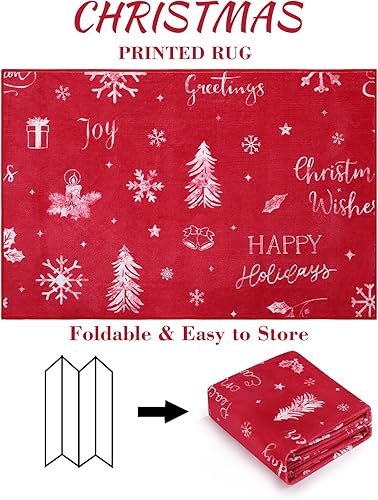 Miniatura 2 de Tapete de Navidad de 2 x 3 pulgadas, tapete decorativo de bienvenida de invierno, antideslizante, lavable, para baño, cocina, entrada, interior y