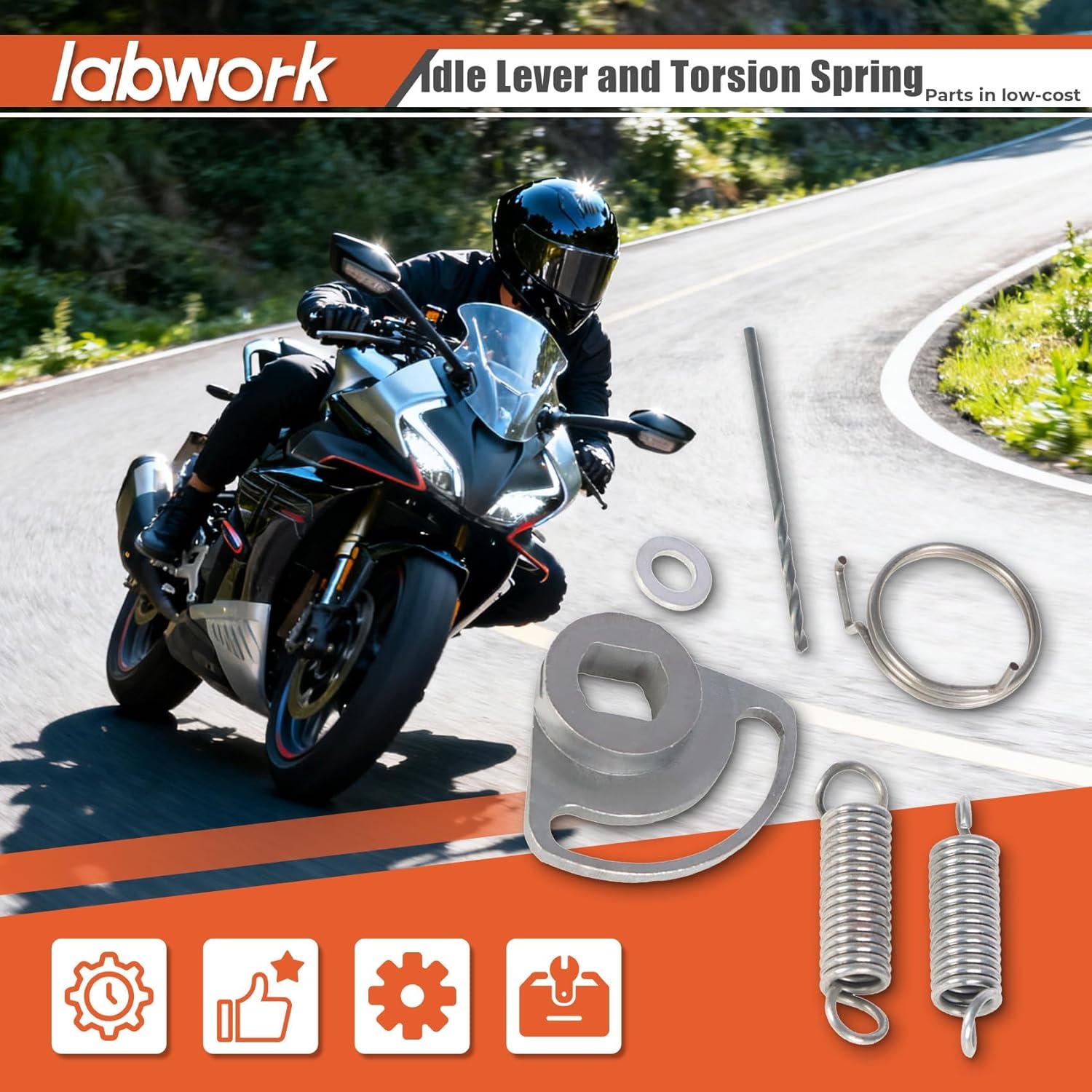 labwork Motorcycle Balancer Idle Lever and Torsion Spring Holder Replacement for Kawasaki KLR650 KLR 650 1987-2018