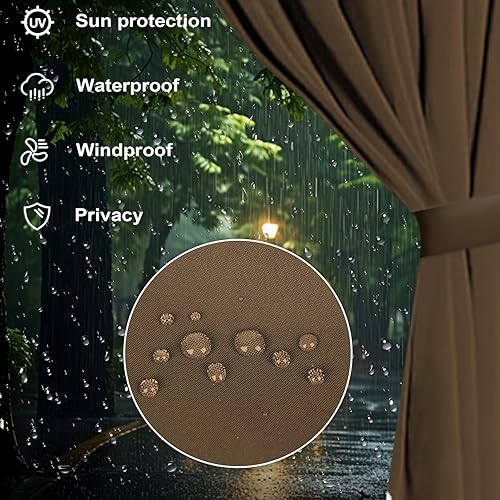 Miniatura 10 de Cortinas Gazebo de 10 x 10 pies, impermeables, para exteriores, cortinas universales de repuesto, 4 paneles, paredes laterales con cremallera para