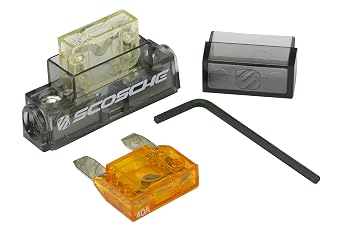 Scosche PMFHIKF in-line Fuse Holder for 4 or 8 Gauge Power Wire. Includes 40 and 80 Amp Maxi-Fuses