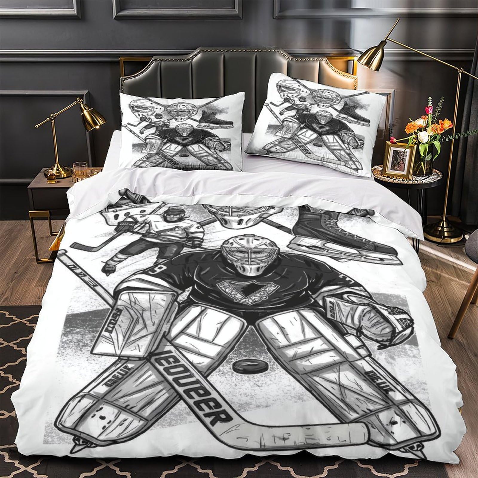 Housse de couette gardien de hockey microfibre hypoallergique 3D haut de gamme 135x200