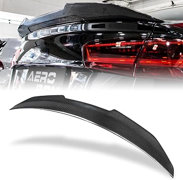 AeroBon Real Carbon Fiber Trunk Spoiler Compatible with 2012-2018 Audi A6 S6 C7 Sedan Rear Spoiler H Style High Kick