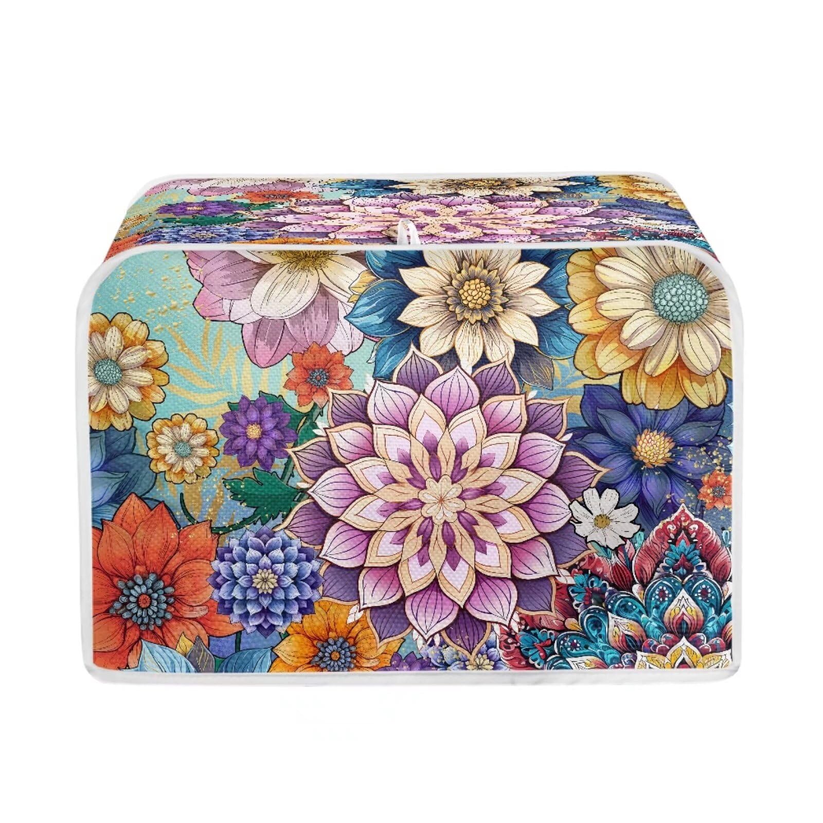 JEOCODY Toaster Cover Bright Blossom Print with Handle 2 Slice Toaster Appliance Cover Bread Maker Cover,Kitchen Small Appliance Covers,Universal Size Microwave Toaster Oven Cover,Dustproof Cover