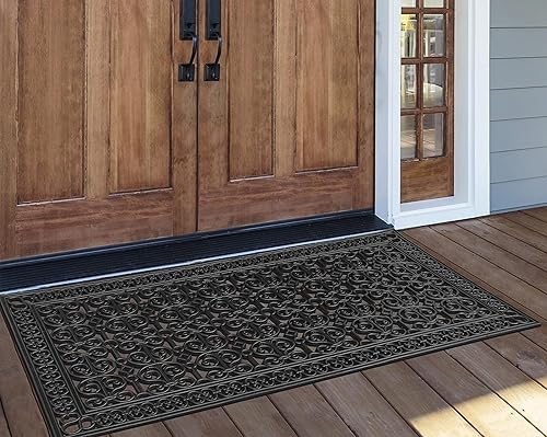 Miniatura 7 de A1HC - Tapete extra grande, goma natural, 36 x 72 pulgadas, ideal para entrada, raspa los zapatos, limpia la suciedad y la mugre, tapete resistente