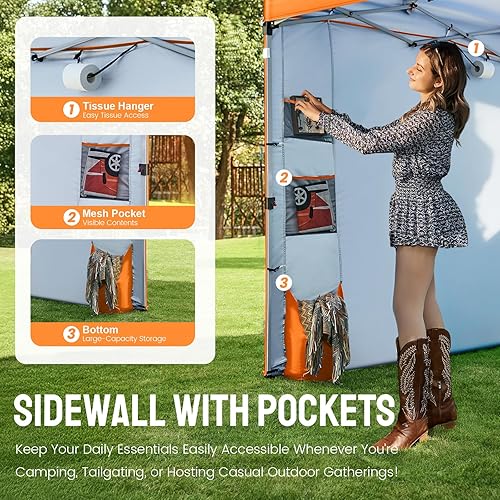 Miniatura 4 de CROWN SHADES Tienda de campaña con dosel, refugio portátil de 10 x 10 pies para exteriores con pared lateral de bolsillo, bloqueo central de empuje,