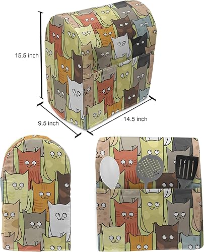 Miniatura 4 de Ambesonne Funda para batidora con soporte para gatos, diseño divertido y colorido de gatitos con dibujos animados, para sala de juegos para niños y