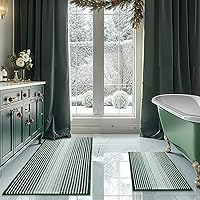 Vista 1 de Bathroom Rugs and Mats Sets, 2 Piece Thick Absorbent Chenille Bath Mat Rug Set Non Slip, Soft Shaggy Bath Room Floor Mats for Bathroom, Machine