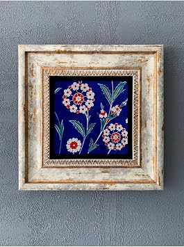 Oscar Stone Decor Çerçeveli Taş Duvar Dekoru 20 X 20 Cm Iznik Çini Desenli Cdd1-40-199