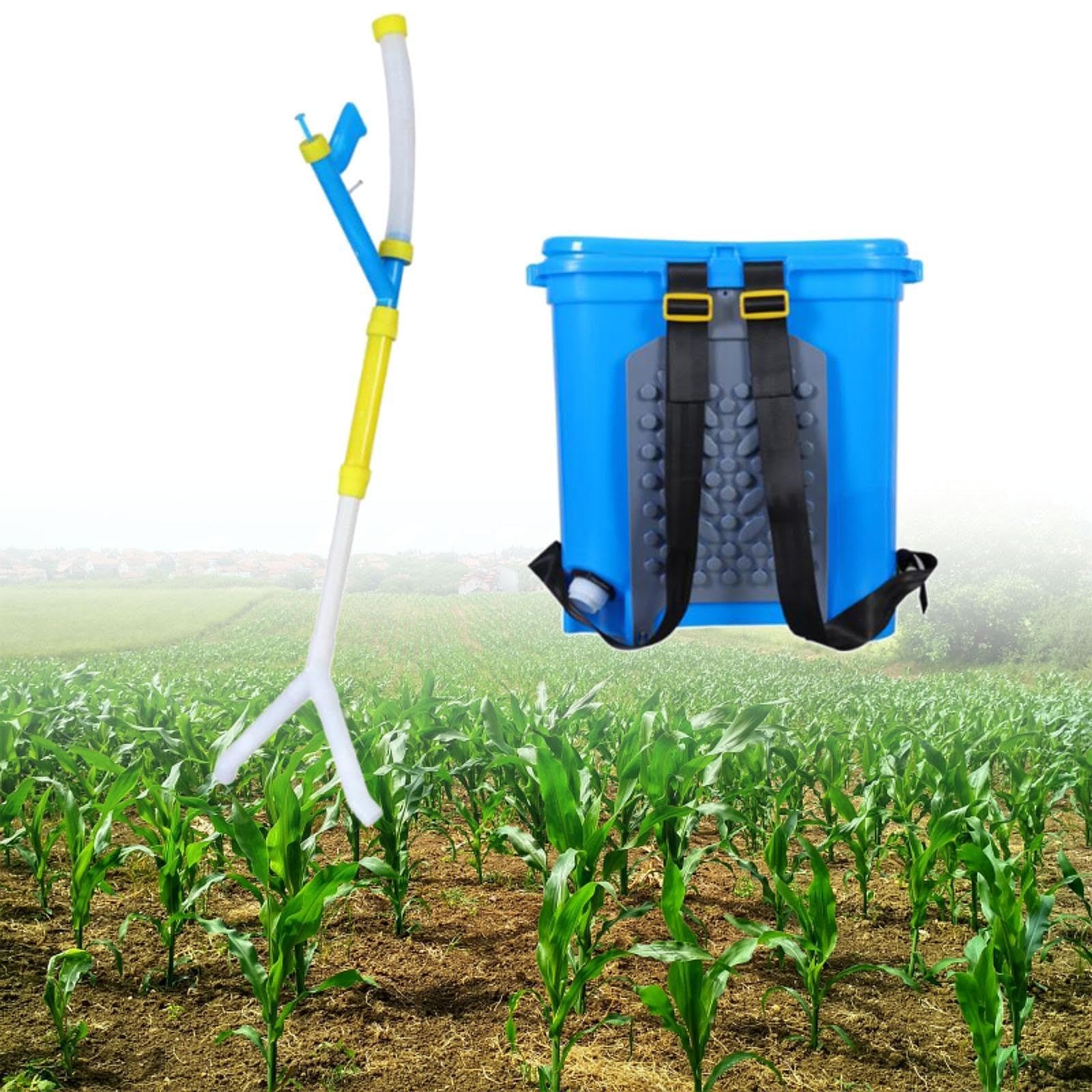Gralara Esparcidor de Fertilizante Manual 25L Esparcidor de Fertilizante Multiusos Dispensador de Fertilizante para Verduras Prado Césped Jardín, Doble Puerto