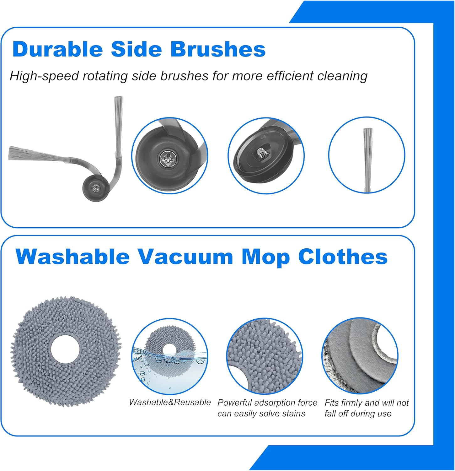 28Pcs QV35A Accessories Replacement Kit for Roborock QV35A/QV35S,QR798/QR598 Robot Vacuum,2 Main Brush,4 Filters,8 Mop Pads,6 Dust Bags,6 Side Brushes,2 Tools