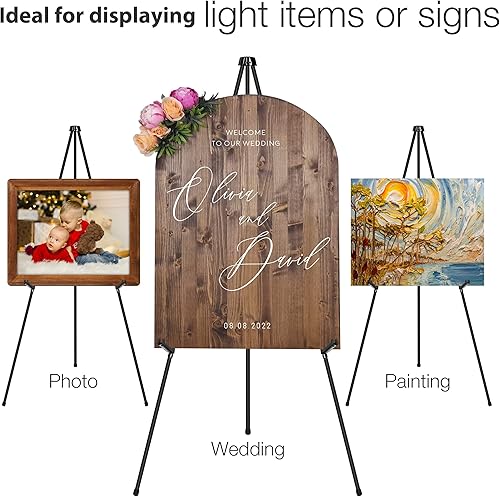 Miniatura 2 de Caballete de exhibición de 63 pulgadas para letrero de boda, caballete de fotos, caballete de arte plegable ajustable de metal, caballete de trípode