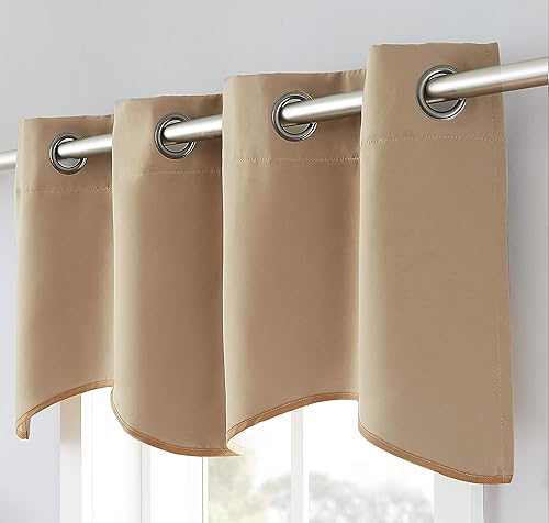 Miniatura 7 de LinenZone 1 panel de cortina festoneado con ojales de alta calidad, 54 pulgadas de ancho x 18 pulgadas de largo, cortinas sólidas con aislamiento