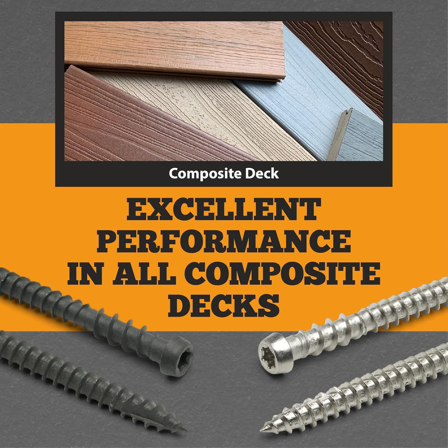 Coated Composite Deck Screws #10 x 2-3/4, Self Tapping Wood Screws and Deck Screws with Torx T20 Star Drive, Type 17 Point, Flat Head, 1 Free Bit Included (Woodland Brown, 350), by YYL FASTENER