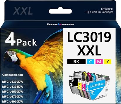 LC3019XXL Ink Cartridges with Super High-Yield Replacement for Brother LC3019 XXL Work with MFC-J5330DW MFC-J6530DW MFC-J6730DW MFC-J6930DW Printers Black, Cyan, Magenta, Yellow, 4 Pack
