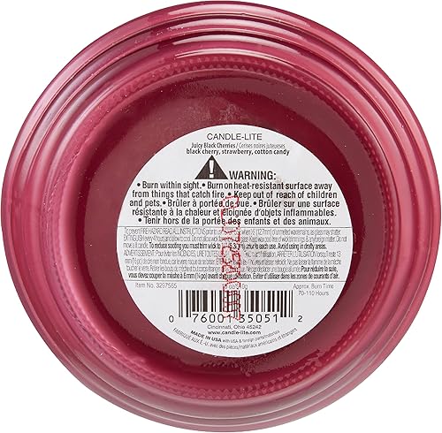 Miniatura 9 de CANDLE-LITE Fragancia perfumada de cerezas negras jugosas, una vela de aromaterapia de una sola mecha de 18 onzas con 110 horas de tiempo
