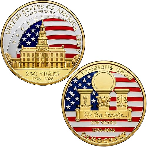 250th Commemorative Coin,2 Inch USA Anniversary Coins,Golden American Challenge Coin,America