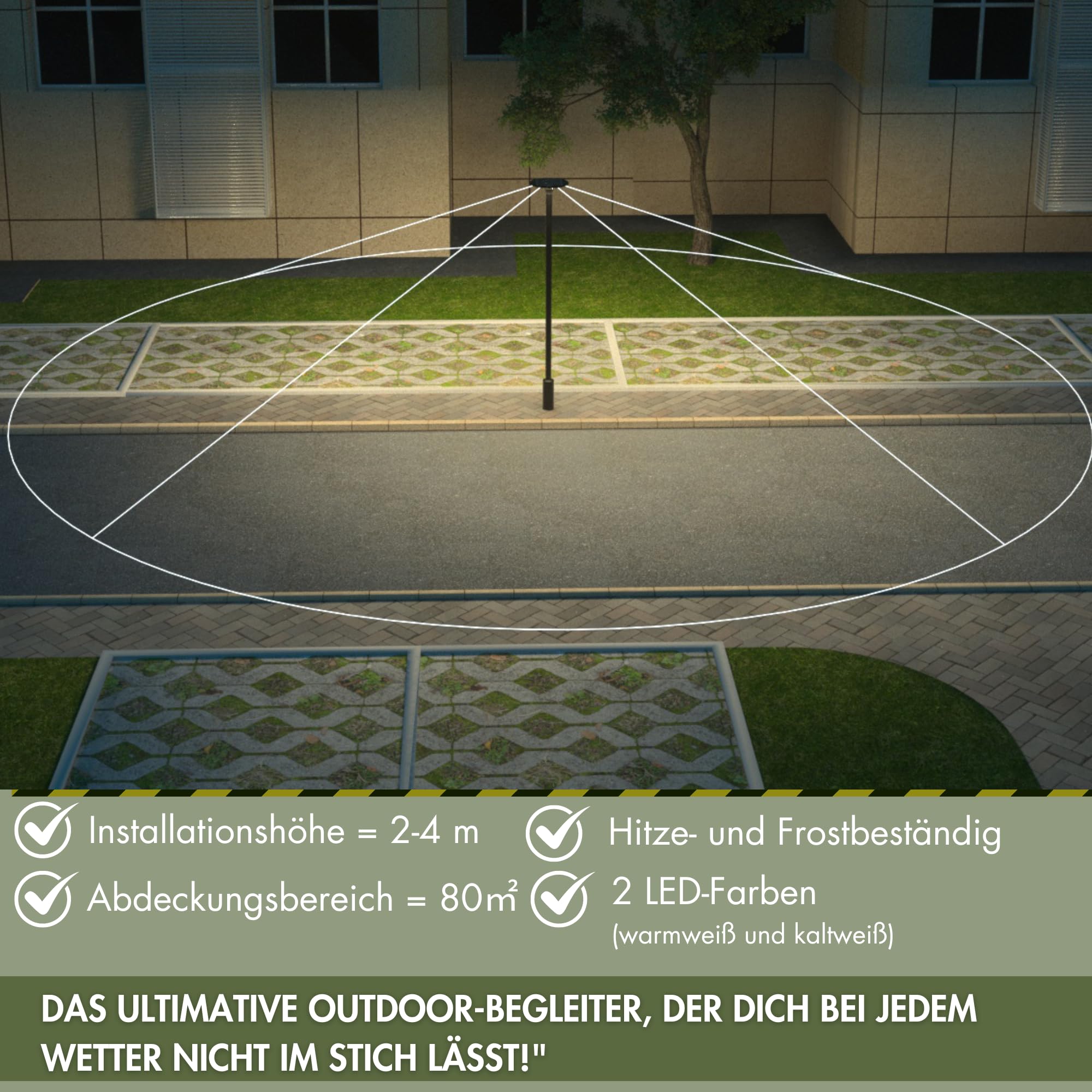 Solar Straßenlaterne 200W, 2300LM Solarleuchten 360° Superhelle Solarlampen für Außen, 2 LED-Farben Solar Strahler Wasserdichte Garten Sicherheitleuchte stehend für Outdoor (ohne Lichtmast)
