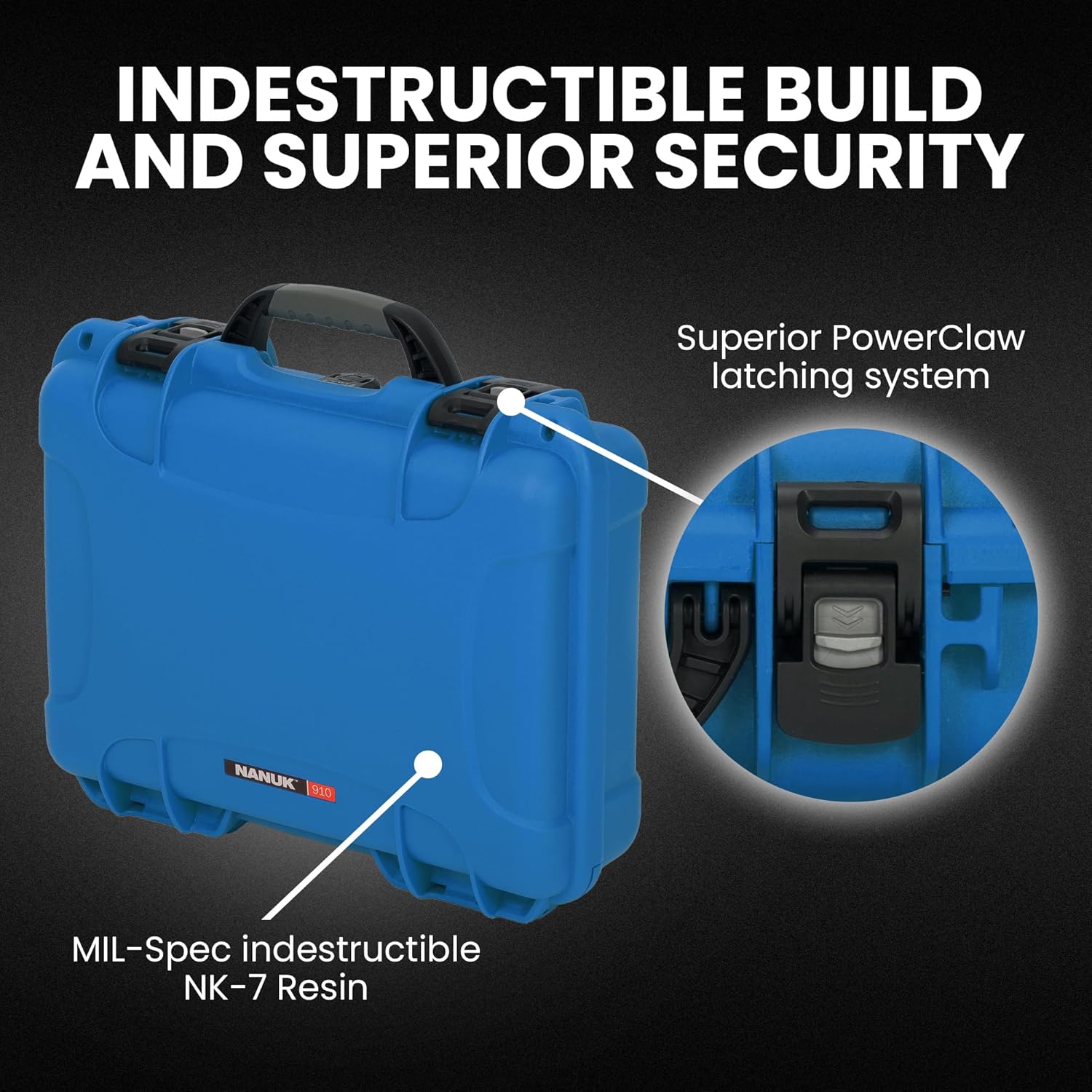 NANUK 910 Waterproof Hard Case – 14.3” x 11.1” x 4.7”, Protective Case for Camera, Electronics & Gear – Impact-Resistant, Dustproof, Airline Carry-On Approved – Made in Canada, Blue - Image 2