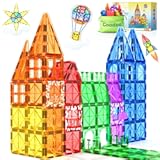 60 PCS Magnetic Building Tiles Kids Toys STEM Magnetic Blocks Sensory Toys Kids Games Magnet Building Toy for Boys and Girls Aged 3&plus;&comma; Kid Brain Development Preschool Kindergarten Toddler Toy