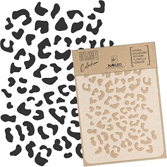 NAKLEO Painting Stencil for Crafts A5 15 x 21 cm Cheetah Skin Panther Leopard Pattern Reusable Plastic DIY & Scrapbooking Drawing Stencil Decoupage Art Template Wall Fabric Furniture Wood