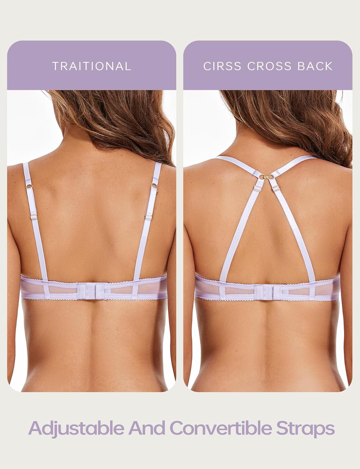 Wingslove Women's Sexy Lace Sheer See Through Bra Unlined Underwire Support Mesh Bras Non Padded with Silicone Nipples - Image 4