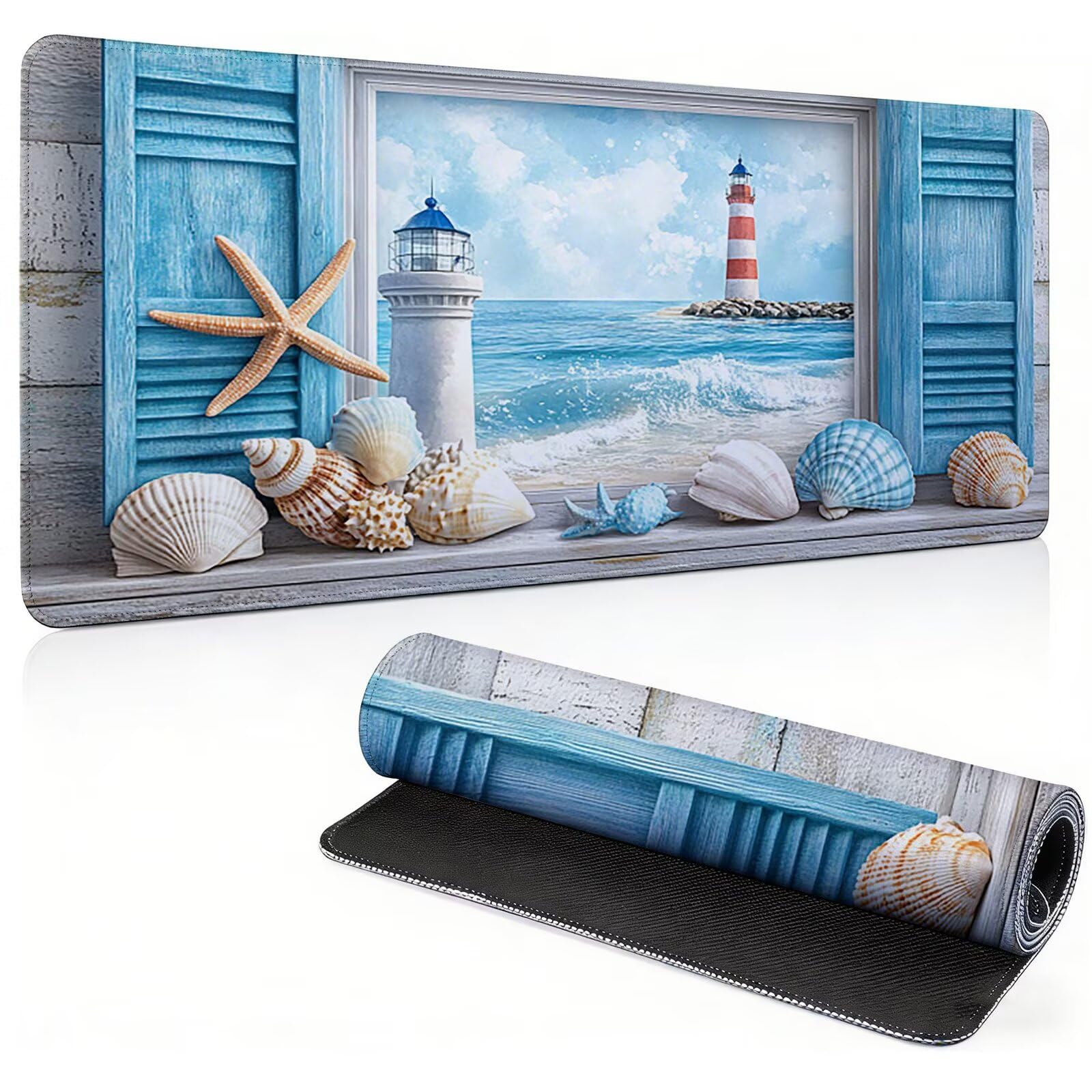 Tappetino Mouse Gaming, 1200x600mm Tappetino Mouse XXL spiaggia 0c0-246 | Mouse Pad Grande, Ottimizzato per i Sensori da Gioco, Migliora Precisione e Velocità, per Mac e PC, Faro 2