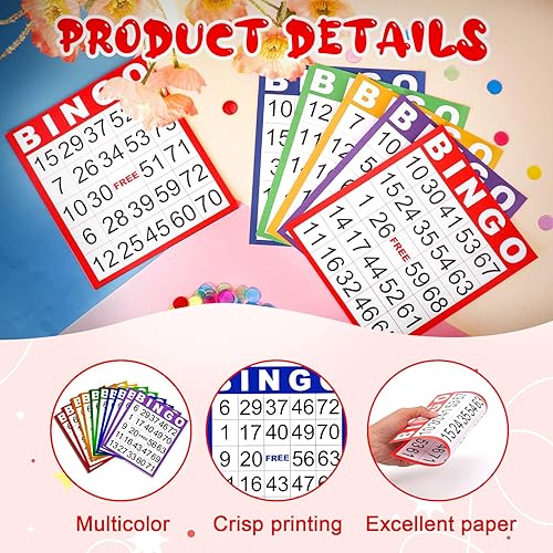 Miniatura 3 de 50 hojas de tarjetas de bingo grandes de doble cara de 8 x 9 pulgadas para personas mayores, tarjetas de bingo jumbo y papas fritas, hojas de papel