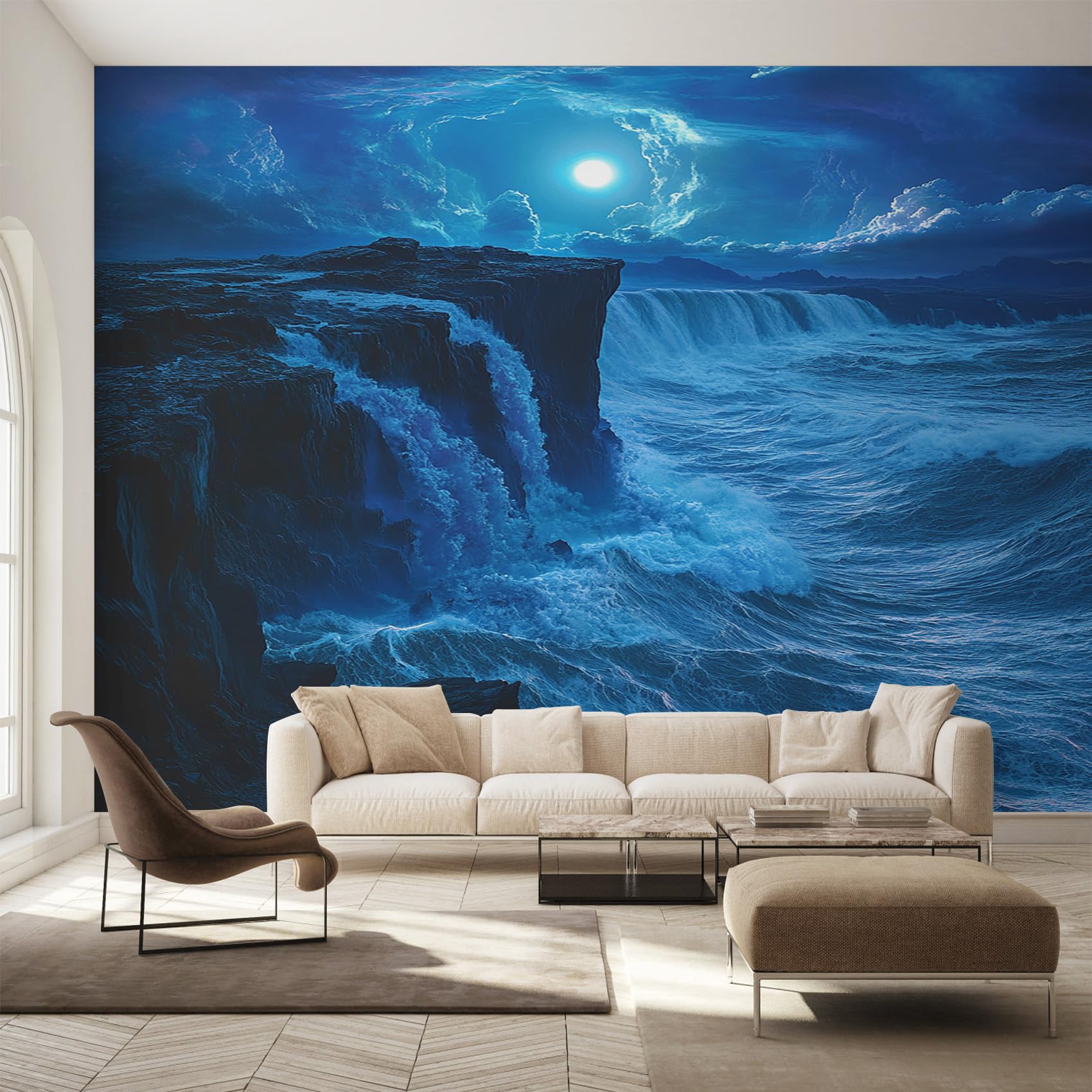 Fresque murale intissé haut de gamme paysage clair de lune