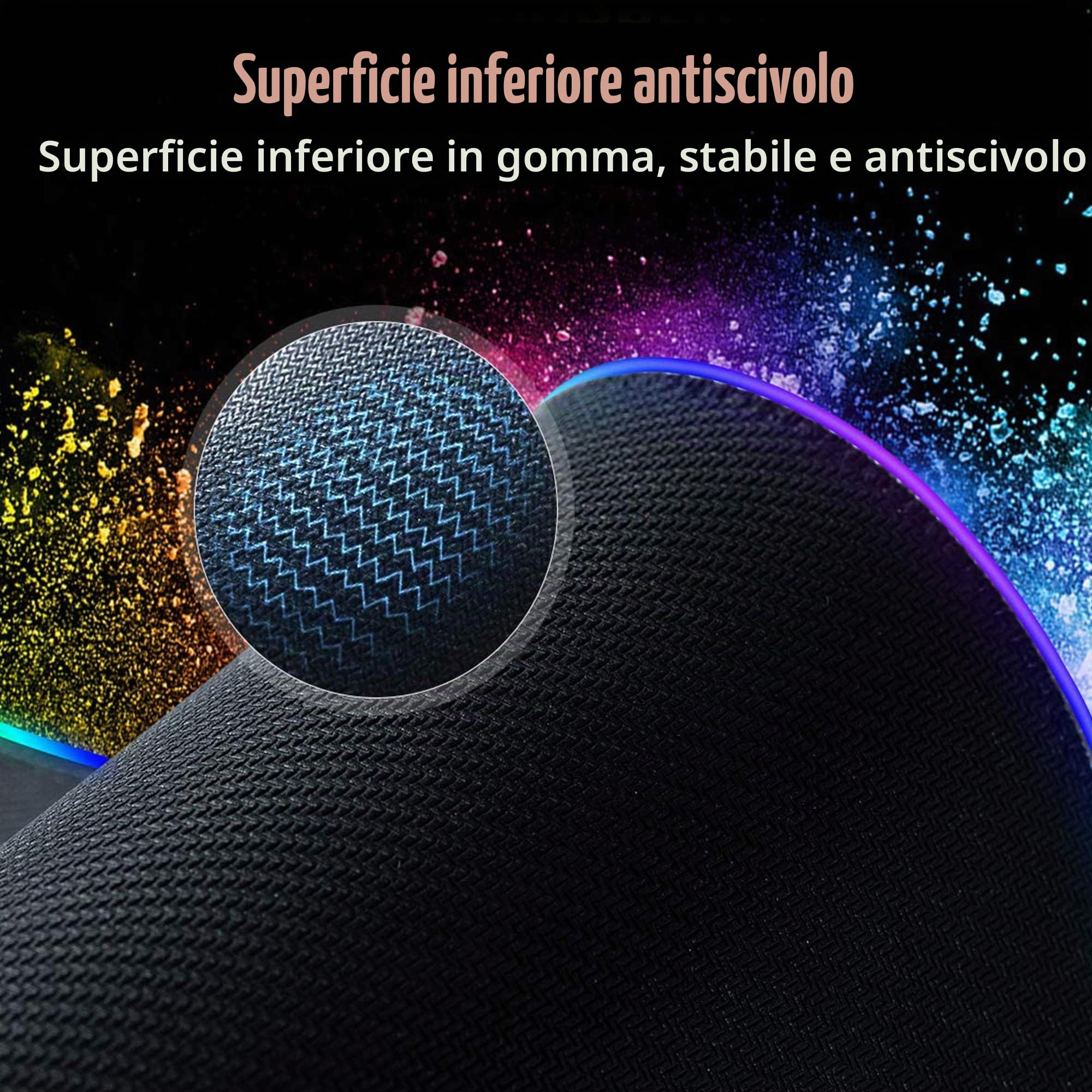 RGB Tappetino per Mouse Gaming XXL 900 x 400 mm Grande Mouse Pad 12 LED Effetti Luce Superficie Liscio Antiscivolo Computer PC e Laptop Tappetino per Mouse Lupo